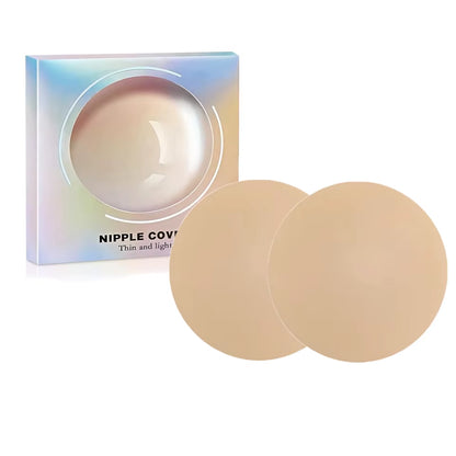 Light Brown Seamless Reusable Silicone Nipple Covers - No Show Adhesive Pasties for Women