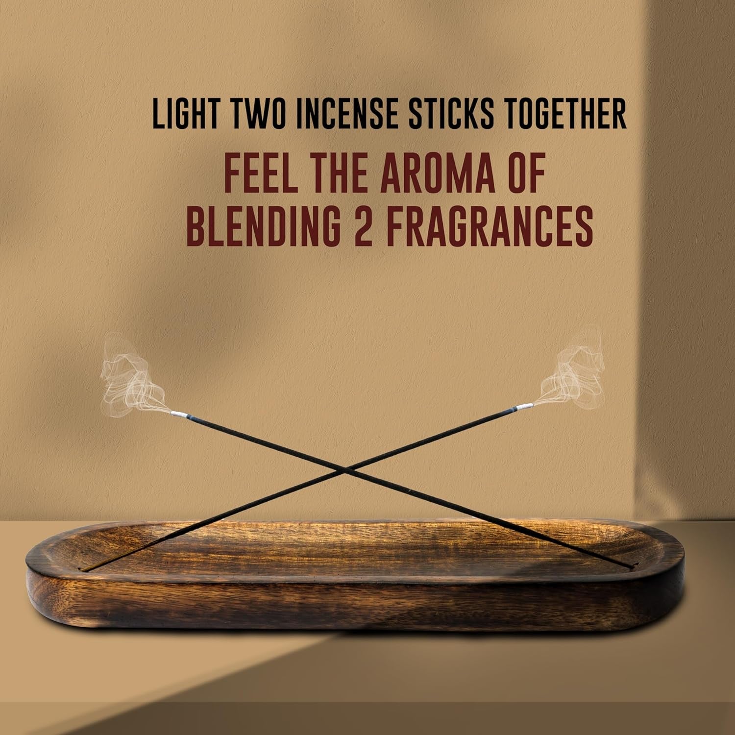 Two Incense Sticks Wooden Brown Incense Holder -Incense Burner Holder –Ash Catcher - Incense Stick Holder - Meditation & Yoga - Great Gift for Any Occasion Size 11X4 Inch