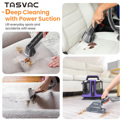 Deep Cleaning with Power Suction TASVAC C7 Portable Carpet & Upholstery Cleaner Machine perfect for everyday use  
