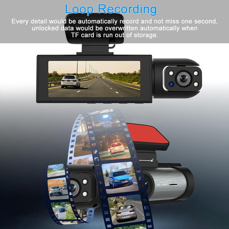 Loop Recording Car Camera with 32GB TF Card Car Dash Cam with Front and Rear Camera, 1 Count Car Dashboard Wide Angle Dash Cam with IR Night Vision