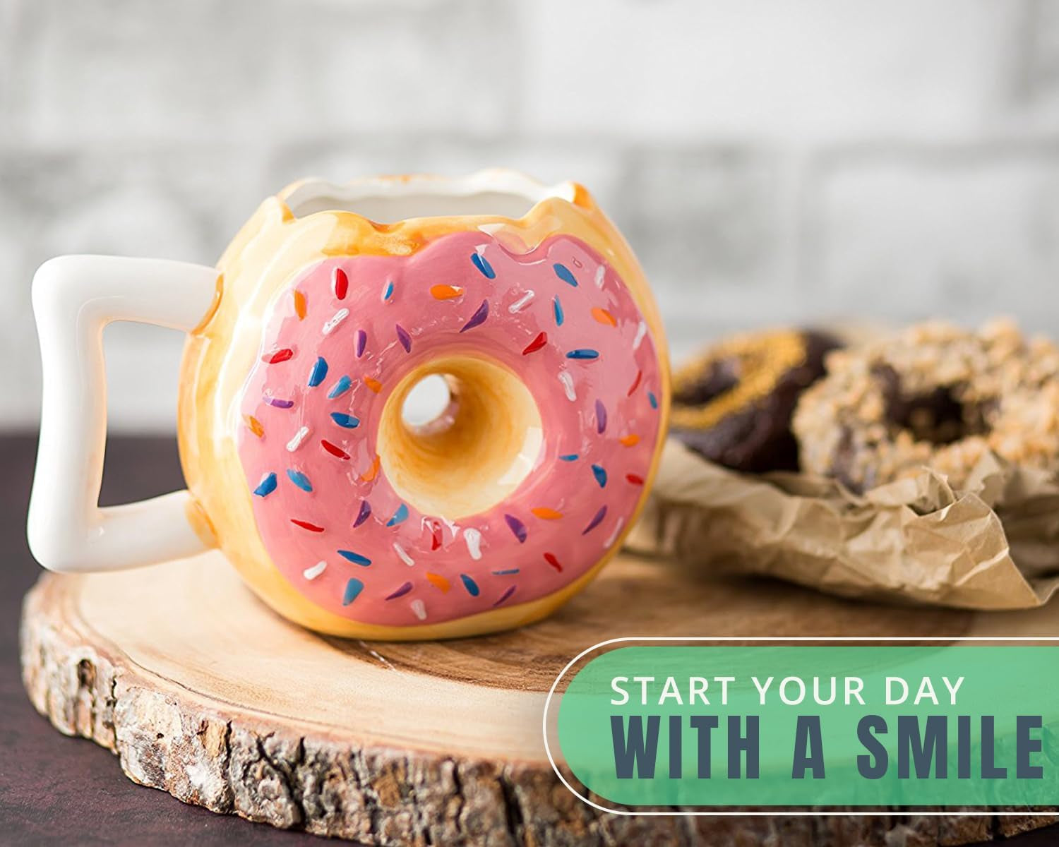 Unique Ceramic Donut Mug -  Stylish Pink Mug  