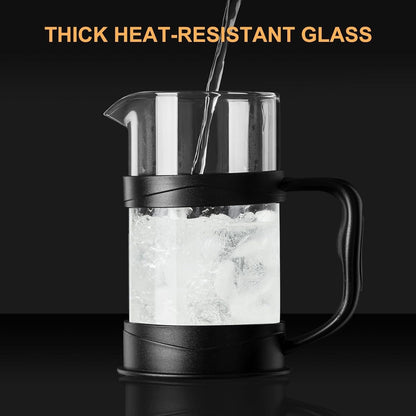 Thick Heat-Resistant Glass French Press Coffee Maker 34Oz Glass Portable Cold Brew Coffee Maker Tea Pot