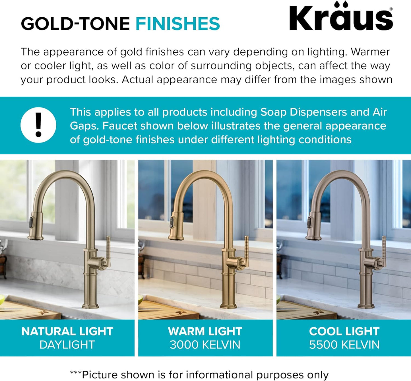 Gold-Tone Finishes Apperance varies to lighting condition  
Bolden Commercial Style 2-Function Single Handle Pull down Kitchen Faucet in Brushed Gold, KPF-1610BG