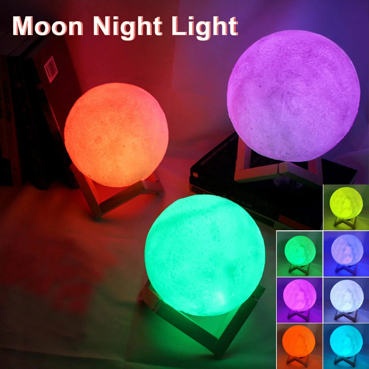 Cool D5 Starry Moon Lamp 8Cm - LED Night Light with Stand, Perfect for Bedroom Decor and Gifts