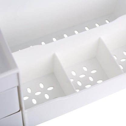 Spacious Cosmetic Storage Organizer - Sitting on Your Vanity, Bathroom Counter or Dresser - Easily Organize Your Cosmetics, Jewelry, Hair Accessories (White)