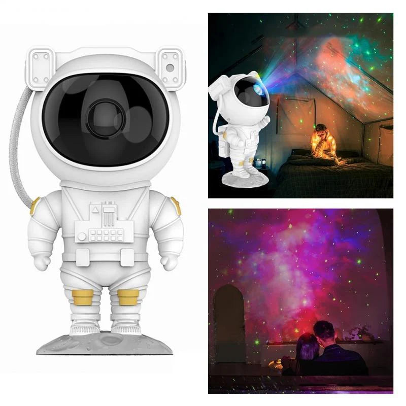 White Creative Astronaut Galaxy Starry Sky Projector Nightlight USB Atmosphere Bedroom Table Lamp