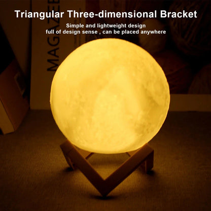 Triangular 3D Bracket with D5 Starry Moon Lamp (8cm) – A sleek, lightweight, and versatile LED night light, ideal for bedroom decor and as a gift.