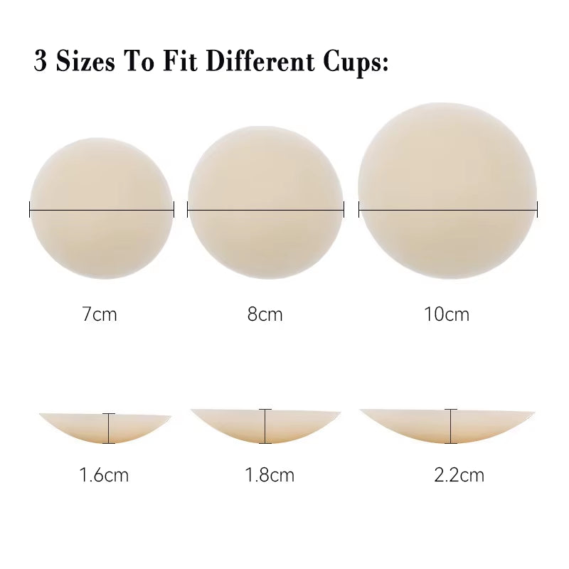 Different Sizes Seamless Reusable Silicone Nipple Covers - No Show Adhesive Pasties for Women