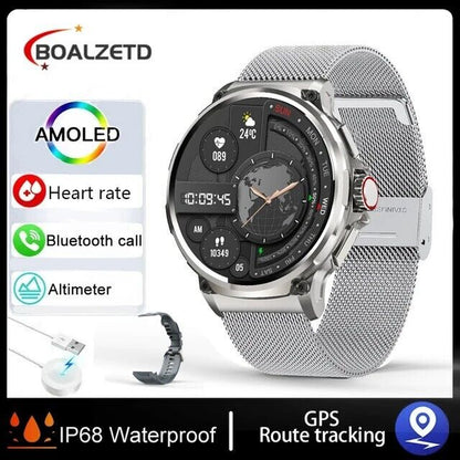 Different Straps, Metallic Silver Strap, 1.85" Ultra HD Smartwatch GPS Bluetooth Call Health Monitoring Watch Gym Gift, For Heart Rate, Altimeter with Magnetic Charger.