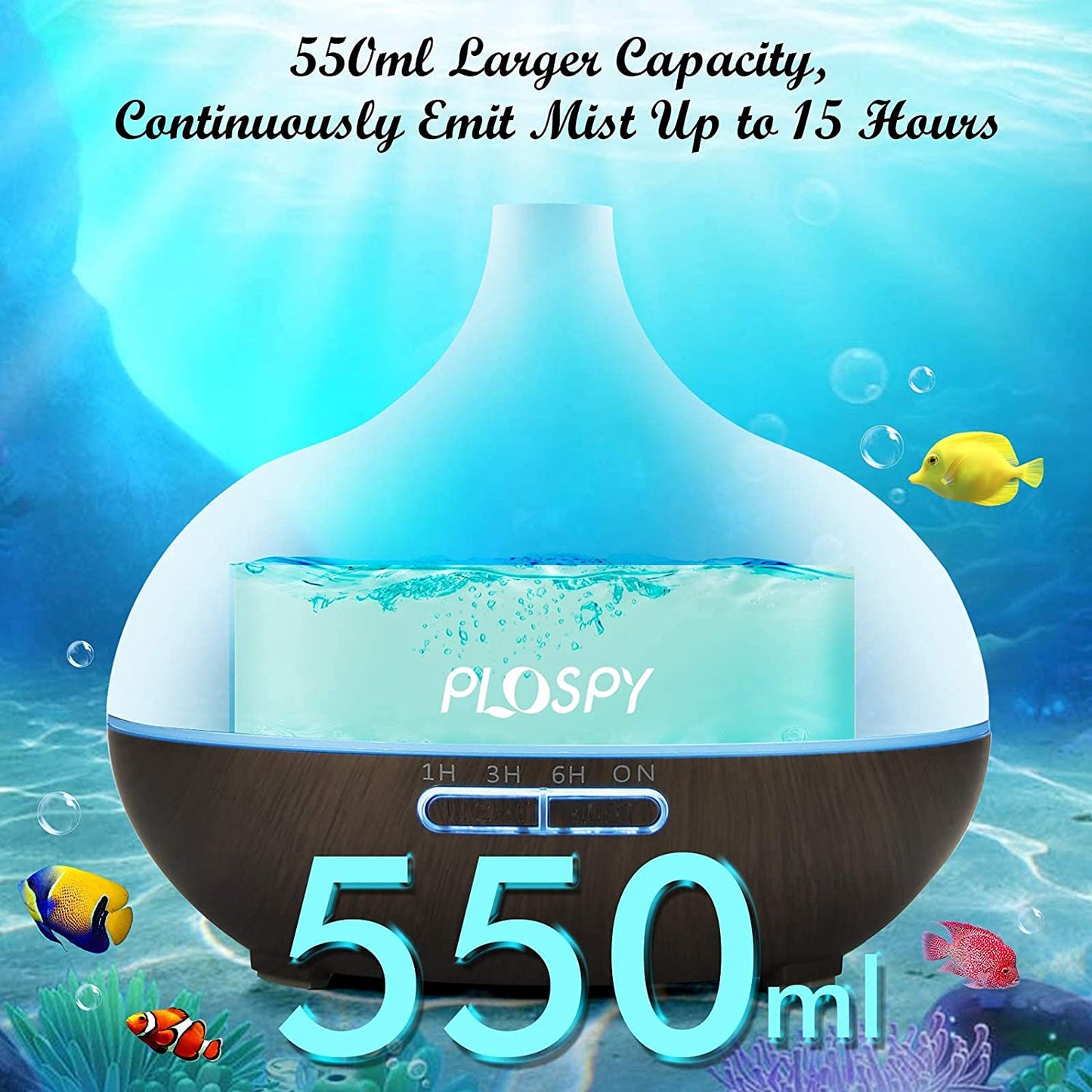 Up to 15 Hours Diffusers for Essential Oils, 550Ml Aroma Diffuser Ultrasonic Essential Oil Diffuser Cool Mist Humidifier with 4 Timer & 15 Colors Light, Auto Power-Off Air Diffusers for Home Office