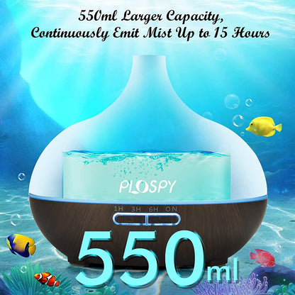 Up to 15 Hours Diffusers for Essential Oils, 550Ml Aroma Diffuser Ultrasonic Essential Oil Diffuser Cool Mist Humidifier with 4 Timer & 15 Colors Light, Auto Power-Off Air Diffusers for Home Office