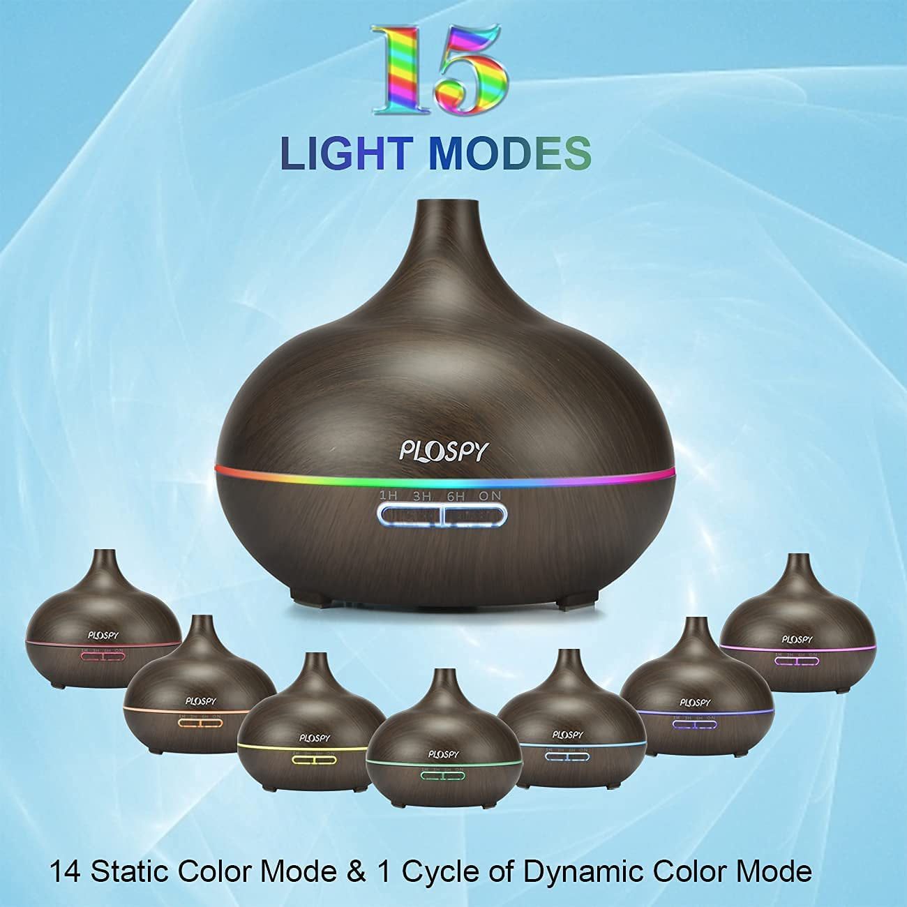 15 Light Modes Diffusers for Essential Oils, 550Ml Aroma Diffuser Ultrasonic Essential Oil Diffuser Cool Mist Humidifier with 4 Timer & 15 Colors Light, Auto Power-Off Air Diffusers for Home Office