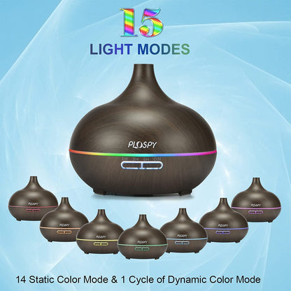 15 Light Modes Diffusers for Essential Oils, 550Ml Aroma Diffuser Ultrasonic Essential Oil Diffuser Cool Mist Humidifier with 4 Timer & 15 Colors Light, Auto Power-Off Air Diffusers for Home Office