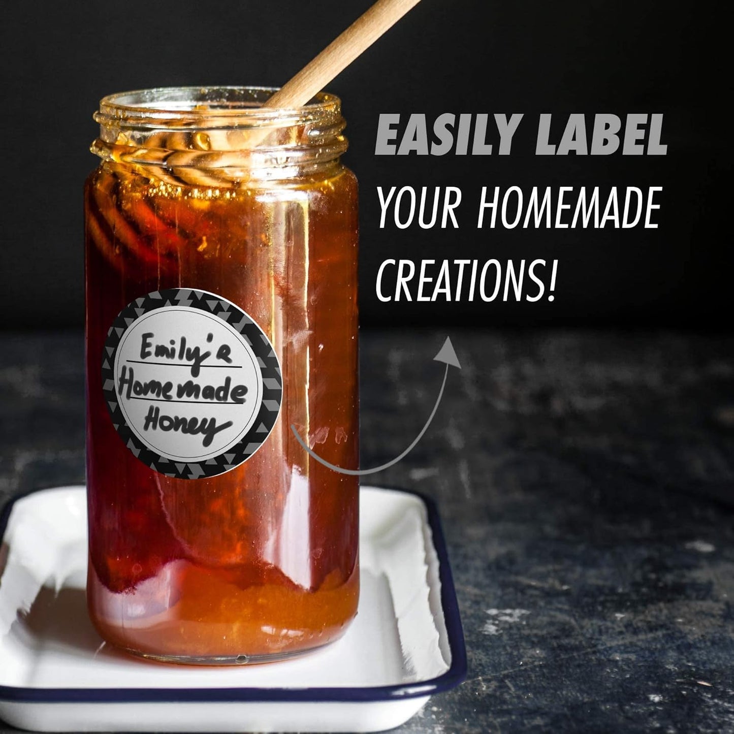 Easily Label -Suitable for  Homemade Creations Dissolvable Canning Labels for Jars – 200 Dissolvable Mason Jar Labels - Dissolvable Food Labels for Containers - Jam Homemade Canning Jar Labels Stickers - Removable Mason Jar Labels 2" Black