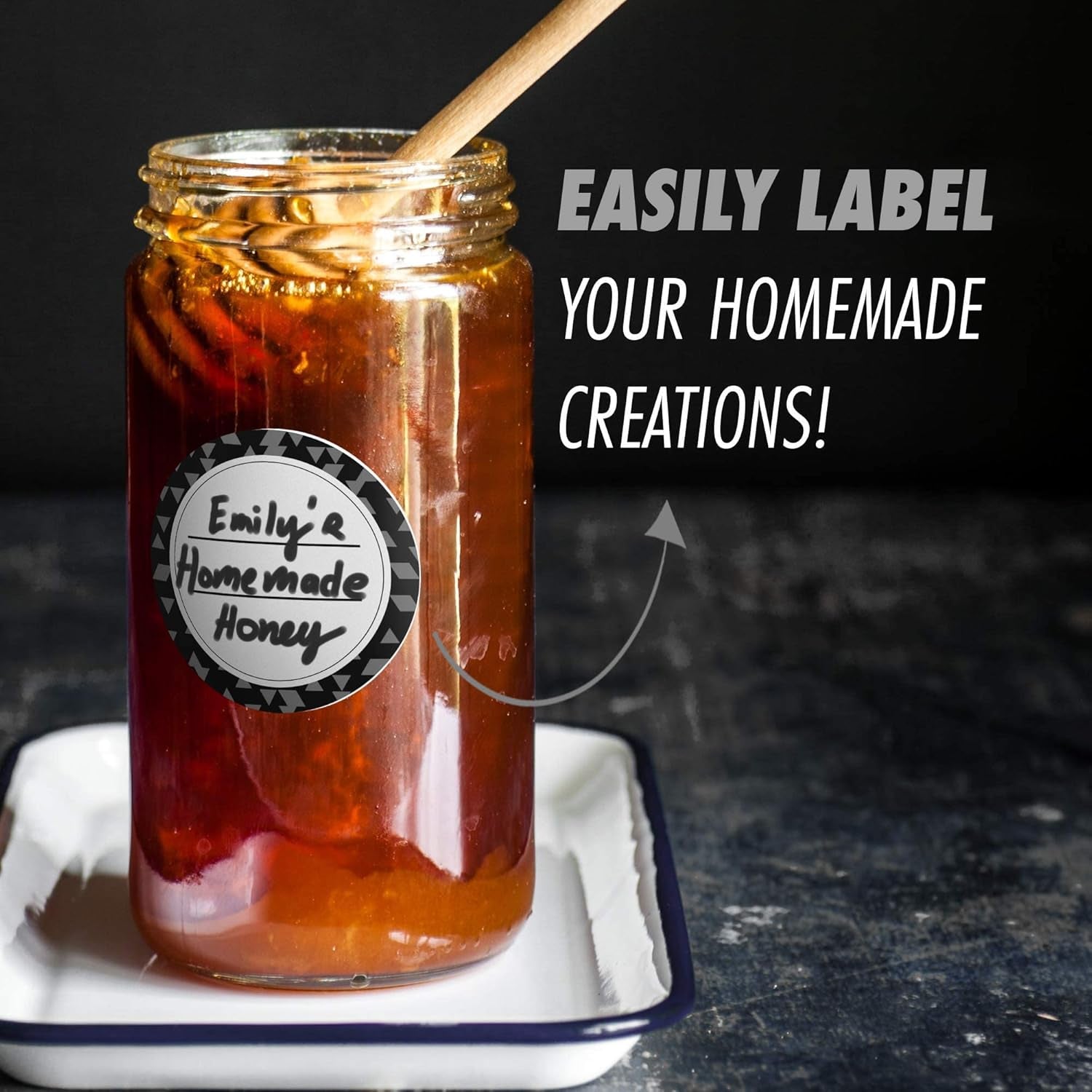 Easily Label -Suitable for  Homemade Creations Dissolvable Canning Labels for Jars – 200 Dissolvable Mason Jar Labels - Dissolvable Food Labels for Containers - Jam Homemade Canning Jar Labels Stickers - Removable Mason Jar Labels 2" Black
