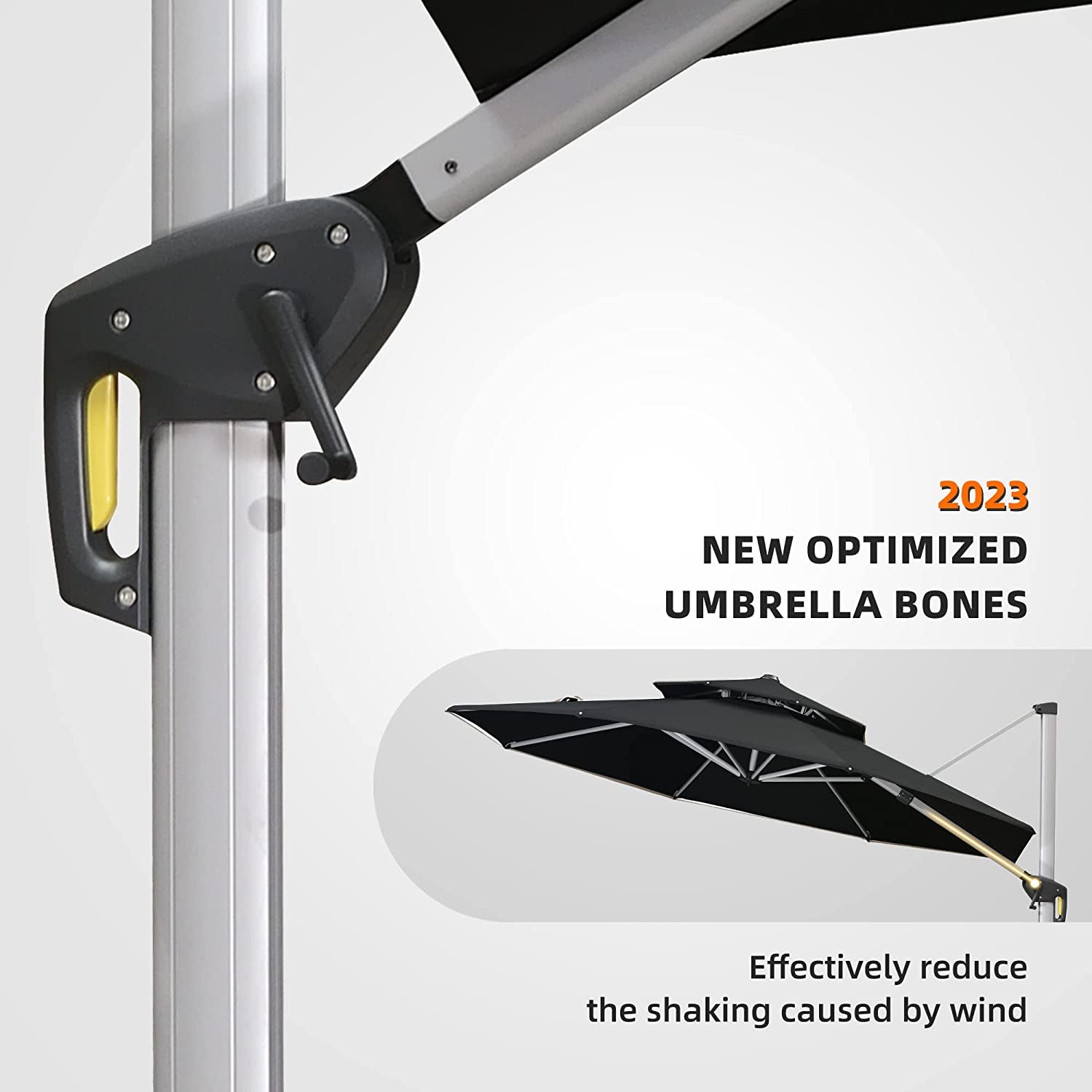 New Optimized Umbrella Bones 
12 Feet Double Top round Deluxe Patio Umbrella Offset Hanging Umbrella Outdoor Market Umbrella Garden Umbrella, Black