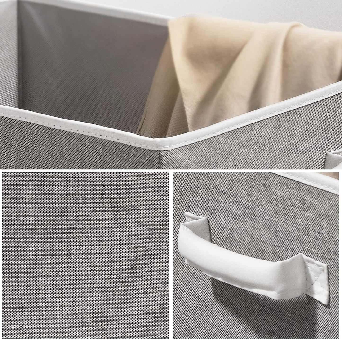Durable 32L Closet Storage Baskets for Shelves, Jumbo Closet Organizers with Handles, Foldable Closet Baskets for Linen Closet, 3-Pack, Gray