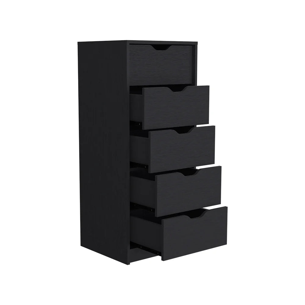 Black Wengue Finish, Dresser Kamran, Five Drawers Narrow