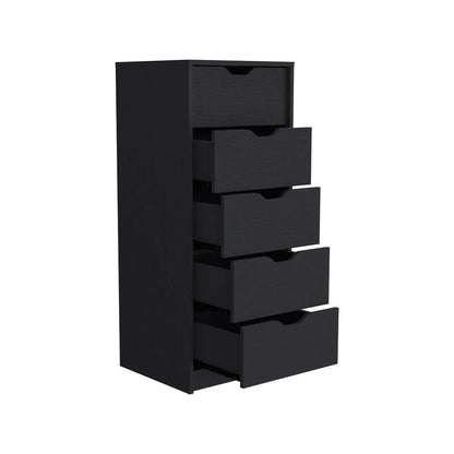 Black Wengue Finish, Dresser Kamran, Five Drawers Narrow
