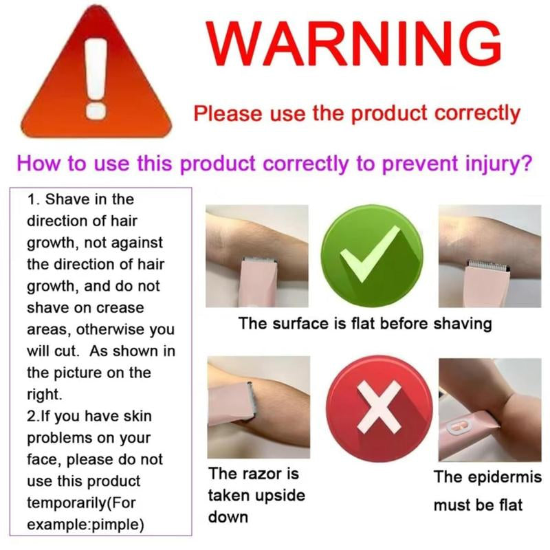 Product Usage - Electric Hair Trimmer for Women, 1 Box Rechargeable 2 in 1 Body & Facial Diffuser Hair Removal Double Head Trimmer for Face Underarm Legs, Gifts for Girl, Women's Electric Shaver, Bikini Shaver for Women