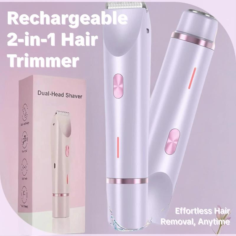 Effortless Electric Hair Trimmer for Women, 1 Box Rechargeable 2 in 1 Body & Facial Diffuser Hair Removal Double Head Trimmer for Face Underarm Legs, Gifts for Girl, Women'S Electric Shaver, Bikini Shaver for Women, Effortless Hair Remover.