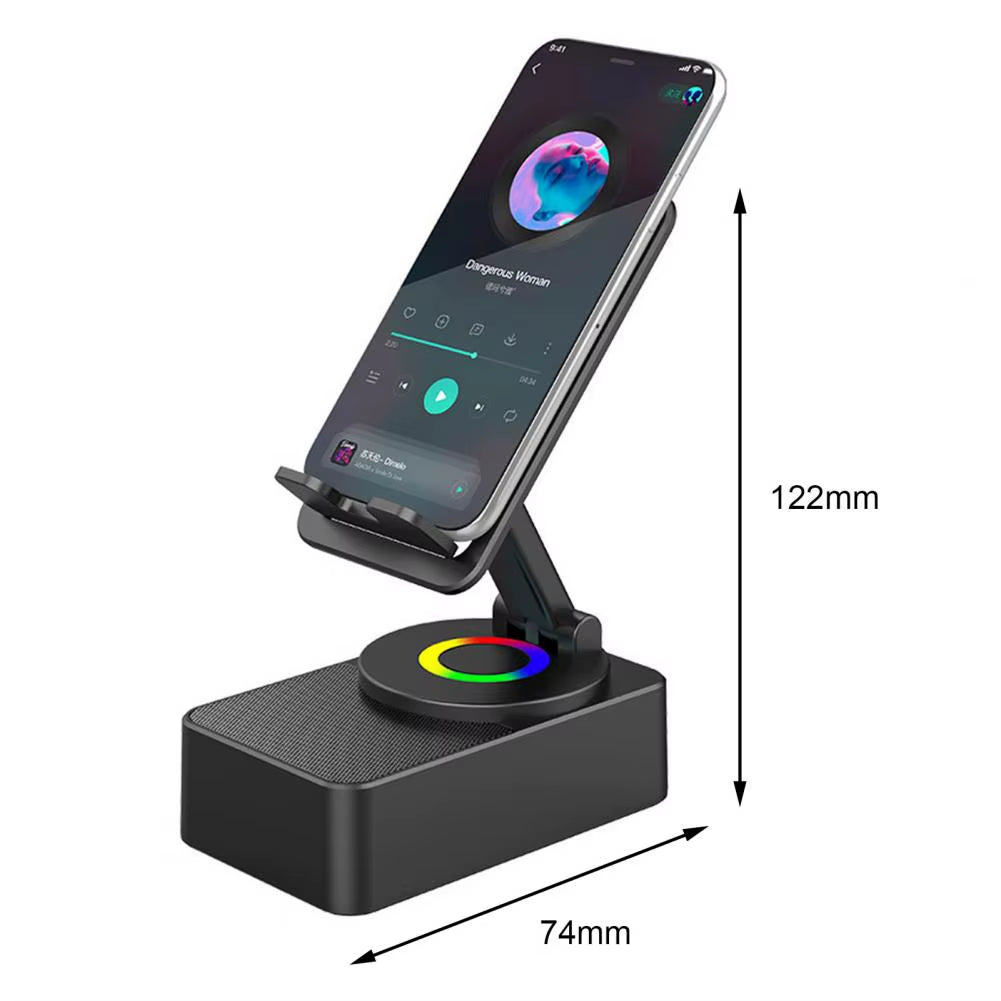 Up to 122mm Stretch -Bluetooth Speaker Phone Holder - Adjustable Rotating Stand with Wireless Audio for Ultimate Convenience