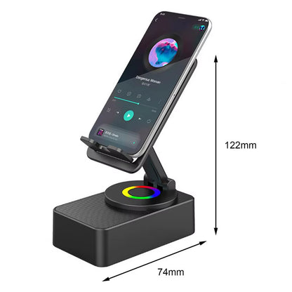 Up to 122mm Stretch -Bluetooth Speaker Phone Holder - Adjustable Rotating Stand with Wireless Audio for Ultimate Convenience