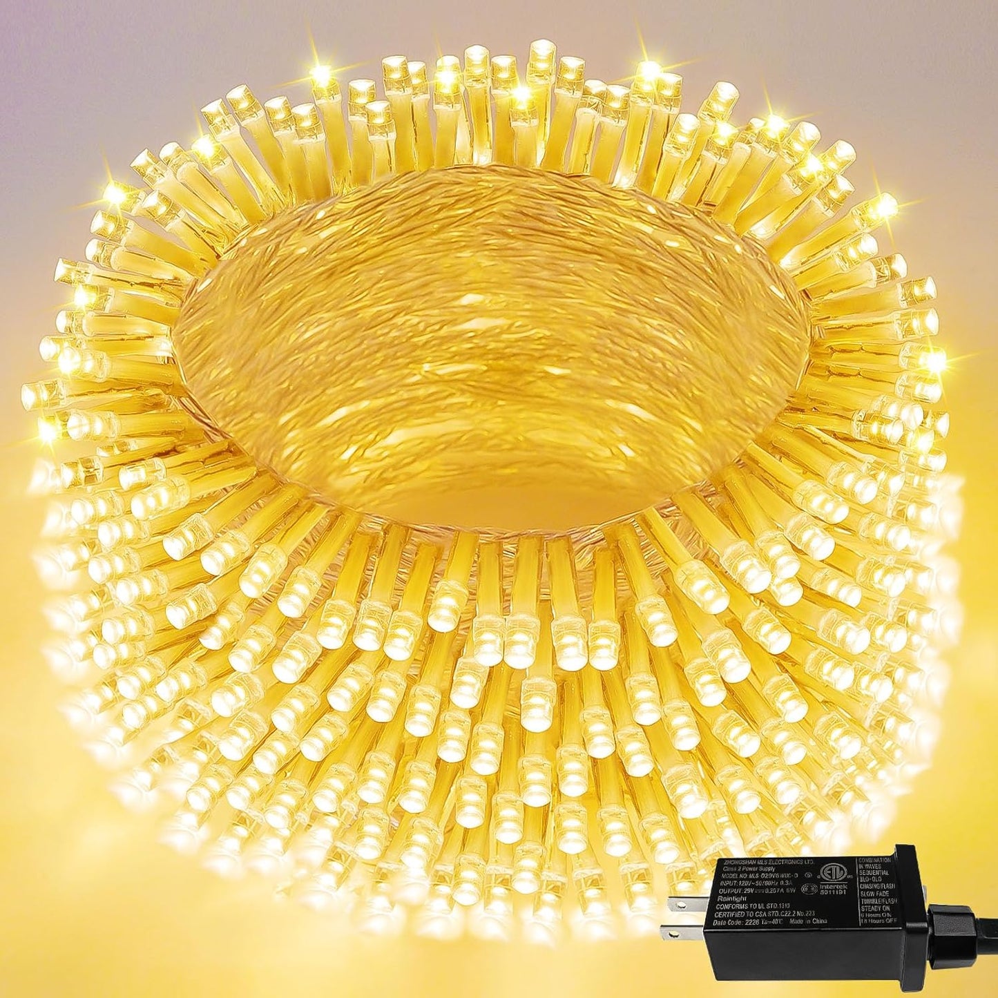 Extra-Long 66FT String Lights Outdoor/Indoor, 200 LED Super Bright Christmas Lights for Bedroom, Waterproof 8 Modes Plug in Twinkle Fairy Light for Classroom Christmas Tree Decorations (Warm White)
