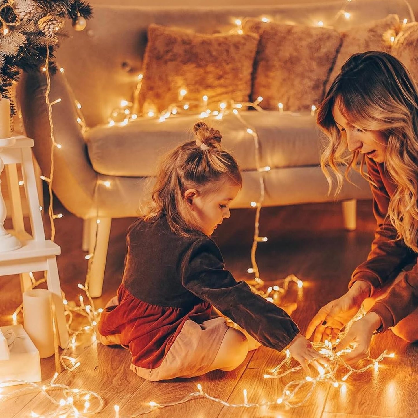 Family Extra-Long 66FT String Lights Outdoor/Indoor, 200 LED Super Bright Christmas Lights for Bedroom, Waterproof 8 Modes Plug in Twinkle Fairy Light for Classroom Christmas Tree Decorations (Warm White)