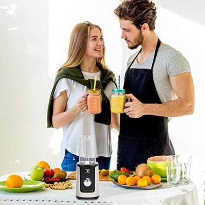 Family Friendly 2 in 1 Personal Mini Blender with Additional Blender Cups, Amazing Bullet Blenders for Making Smoothie, White & Black Juice & Smoothie Maker Family