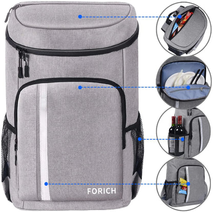 Multiple Side Storage Backpack Cooler Leakproof Insulated Waterproof Backpack Cooler Bag, Lightweight Soft Beach Cooler Backpack for Men Women to Work Lunch Picnics Camping Hiking, 30 Cans