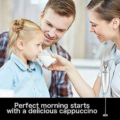 Suitable for Family Milk Frother Handheld Mixer, Battery Operated Electric Whisk Foam Maker for Cappuccino, Latte, Coffee, Matcha & More - Sliver