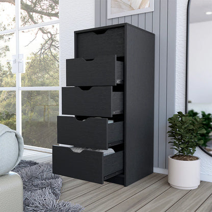 Perfect for Bedroom 
Dresser Kamran, Five Drawers Narrow, Black Wengue Finish