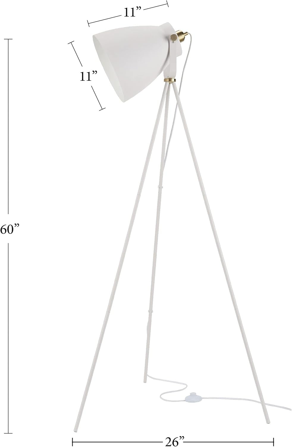 3-legged Stand 
57" Tripod Floor Lamp, Modern, Industrial, Transitional for Bedroom, Living Room, Office, White