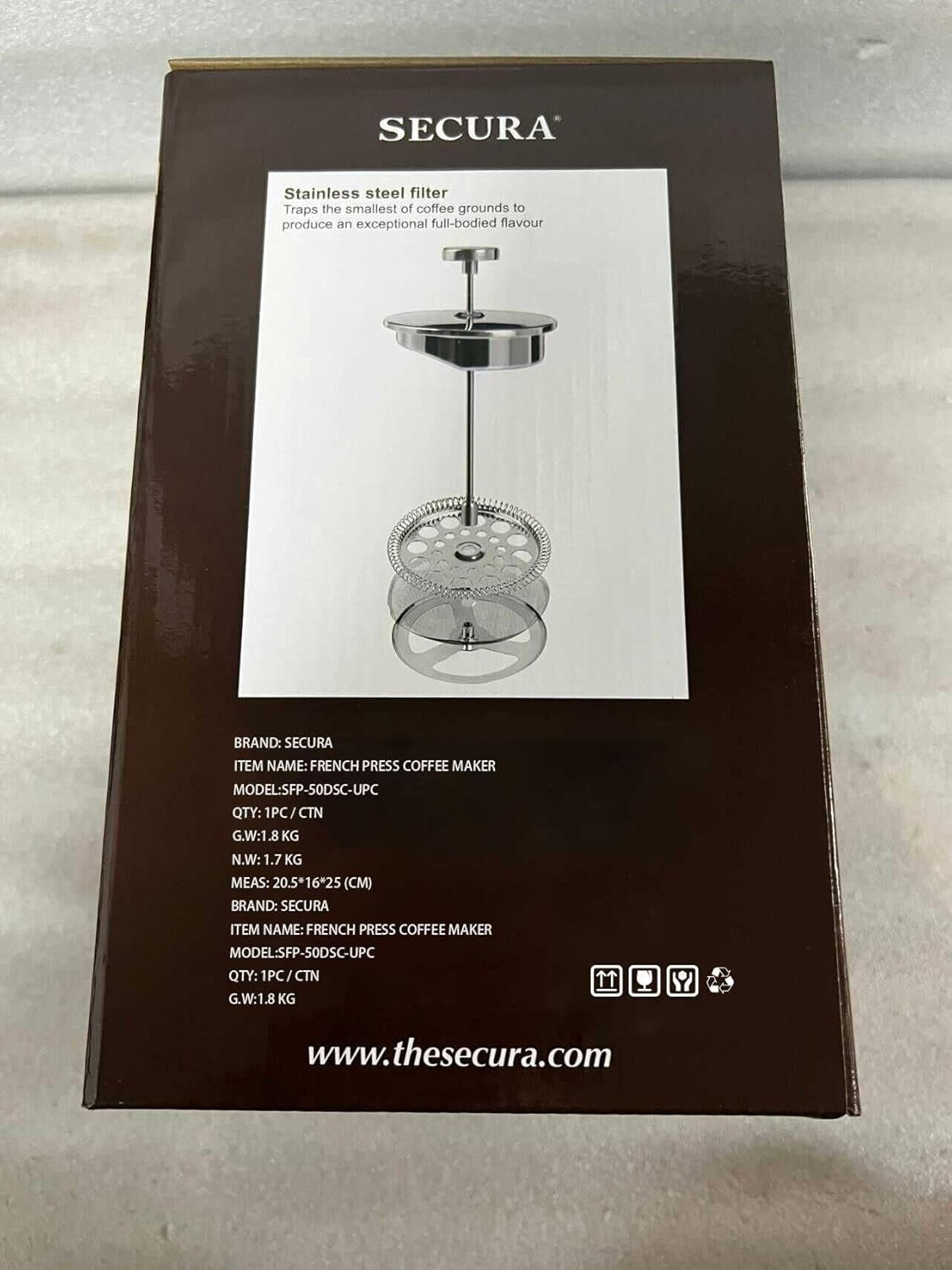 Stainless Steel Filter French Press Coffee Maker, 50-Ounce, 304 Stainless Steel Insulated Coffee Press with Extra Screen Robust.