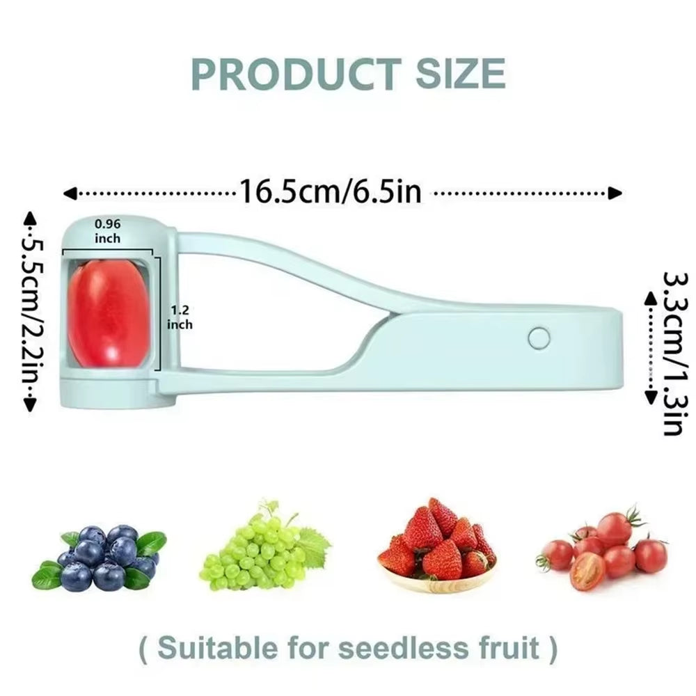 Suitable for seedless Fruit Effortless Fruit Slicer Cutter - Perfect for Grape, Cherry Tomato, and Salad Prep! Ideal Kitchen Gadget for Toddlers and Easy Meal Prep.