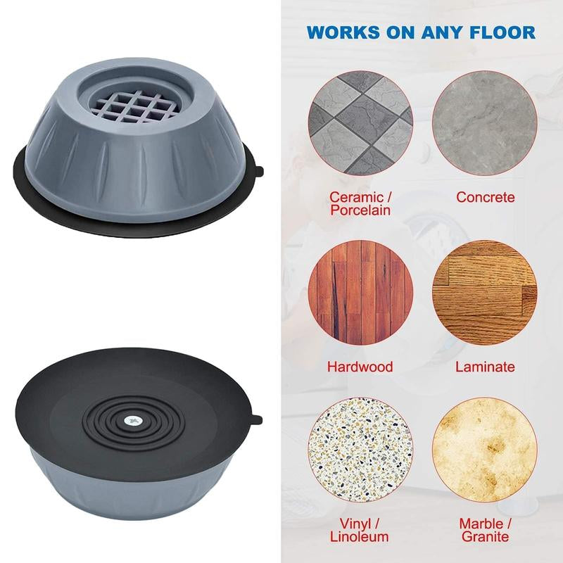 Works on Any Floor Ultimate 4-Pack Anti-Vibration Pads for Washing Machines & Dryers – Noise Cancelling & Shock Absorbing Support to Prevent Movement & Shaking