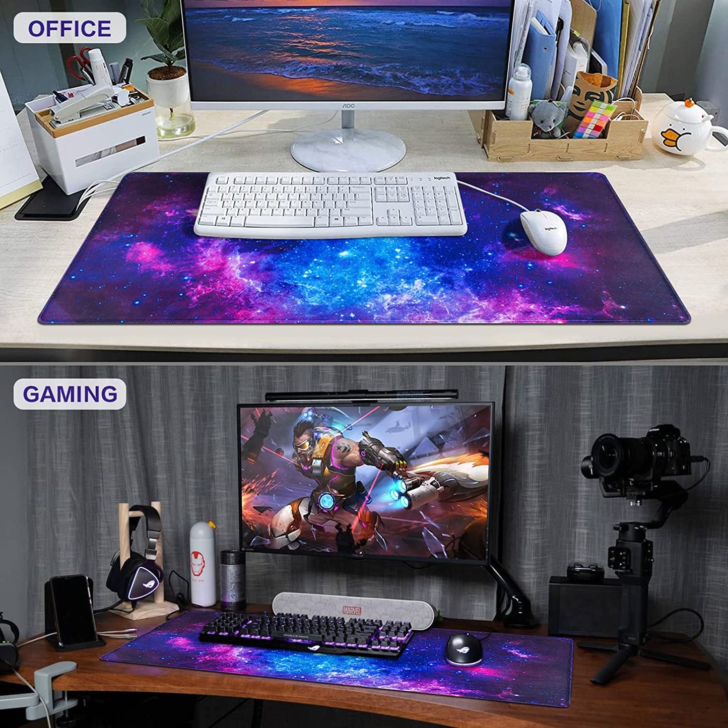 Multi-use Gaming Mouse Pad, Large Extended Mouse Pad Big Computer Mousepad for Home Office Gaming Work 31.5X15.7Inch