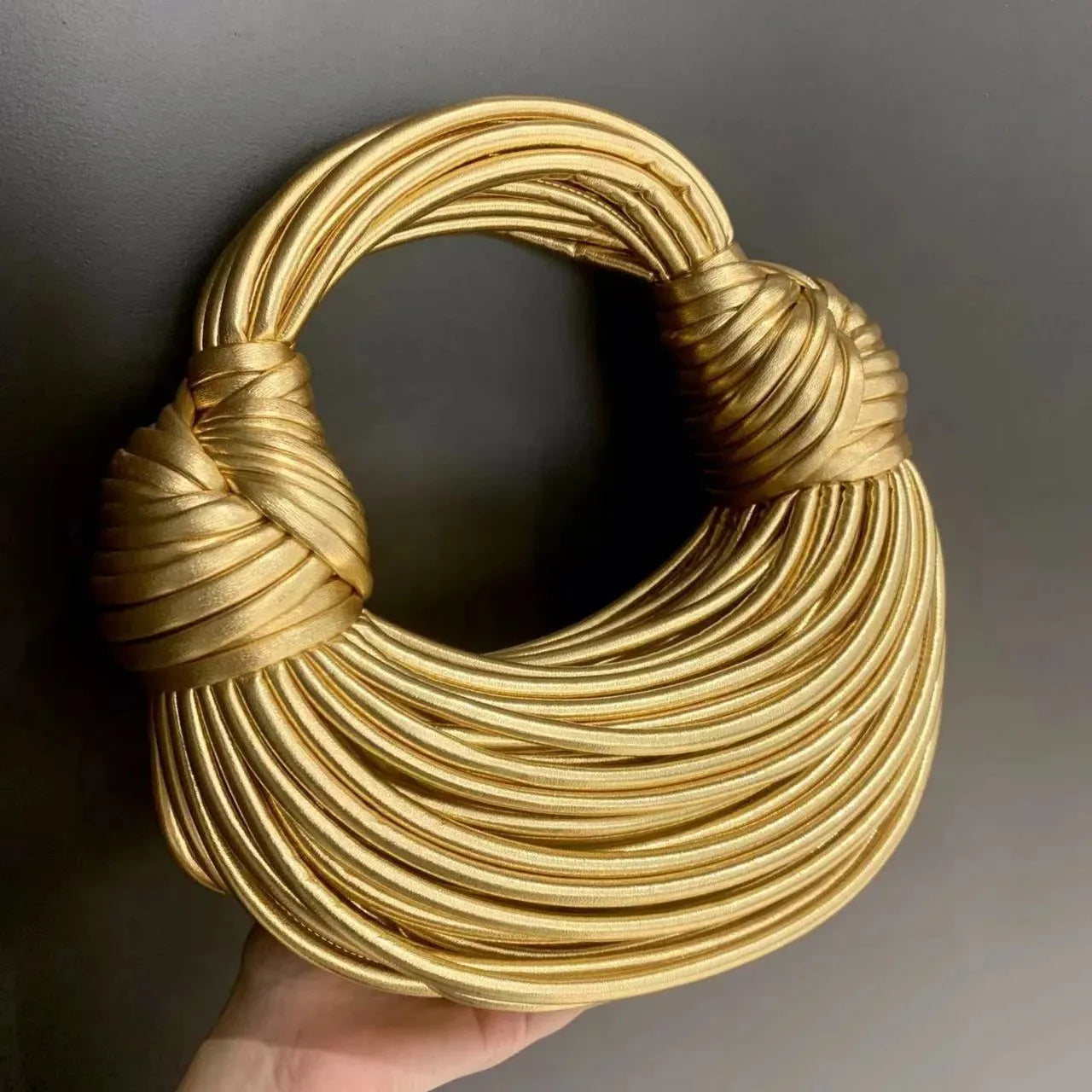 Luxury Gold Handwoven Noodle Bags for Women - Chic Gold & Silver Designer Hobo Clutch