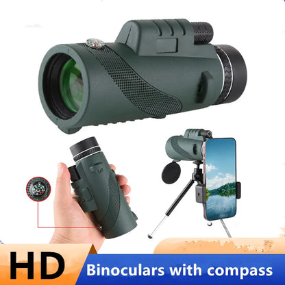 Binoculars with Compass -b 40X60 HD Waterproof Mini Telescope Monocular with Smartphone Zoom 