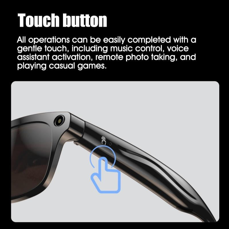 Touch Sensitive Button with Voice Assistant Activation HYUNDAI XK ONE Pro Smart Camera Glasses - HD Video, Surround Sound, Blue Light Blocking Lenses for Work and Driving