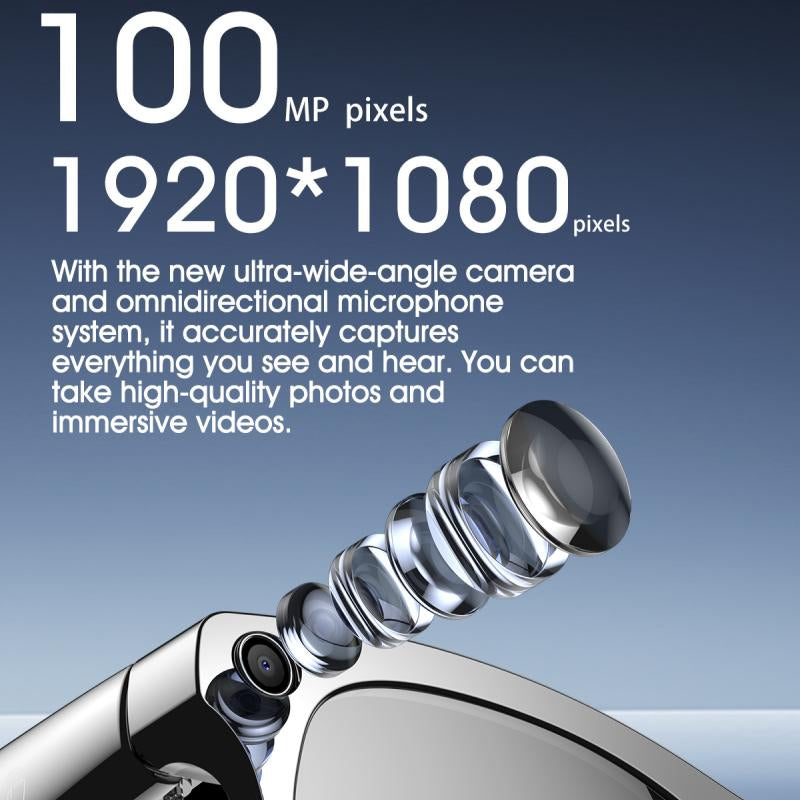 100MP Pixels - New Ultra Wide Angle Camera - Omnidirectional Microphone Sytem - High Quality Photos and Immersive Videos Glasses 