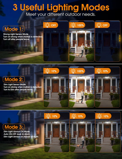 3 Useful Lighting Modes Solar Lights Outdoor , 348 LED 3000LM Solar Motion Sensor Security Lights, Solar Flood Lights with Remote, 3 Lighting Modes Waterproof Solar Wall Lights for Yard,Garage,Patio Entryways, 2Pack