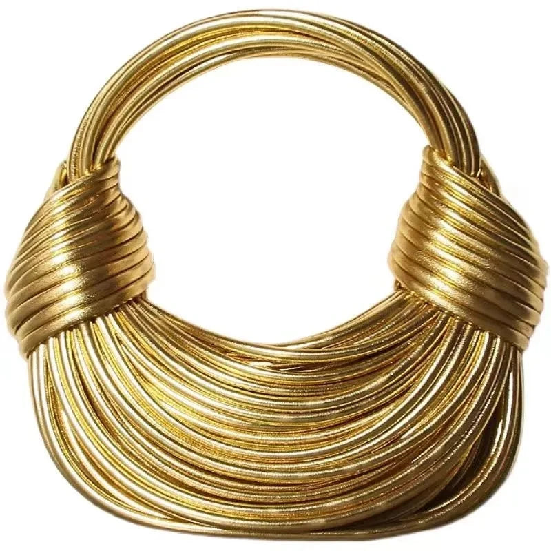 Luxury Handwoven Noodle Bags for Women - Chic Gold & Silver Designer Hobo Clutch