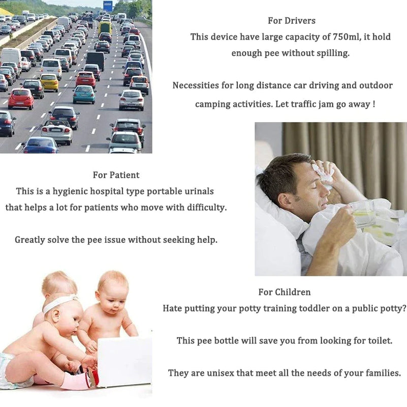 Practical Male Female Portable Urinal Travel Camping Car Toilet Pee Bottle Emergency Kit