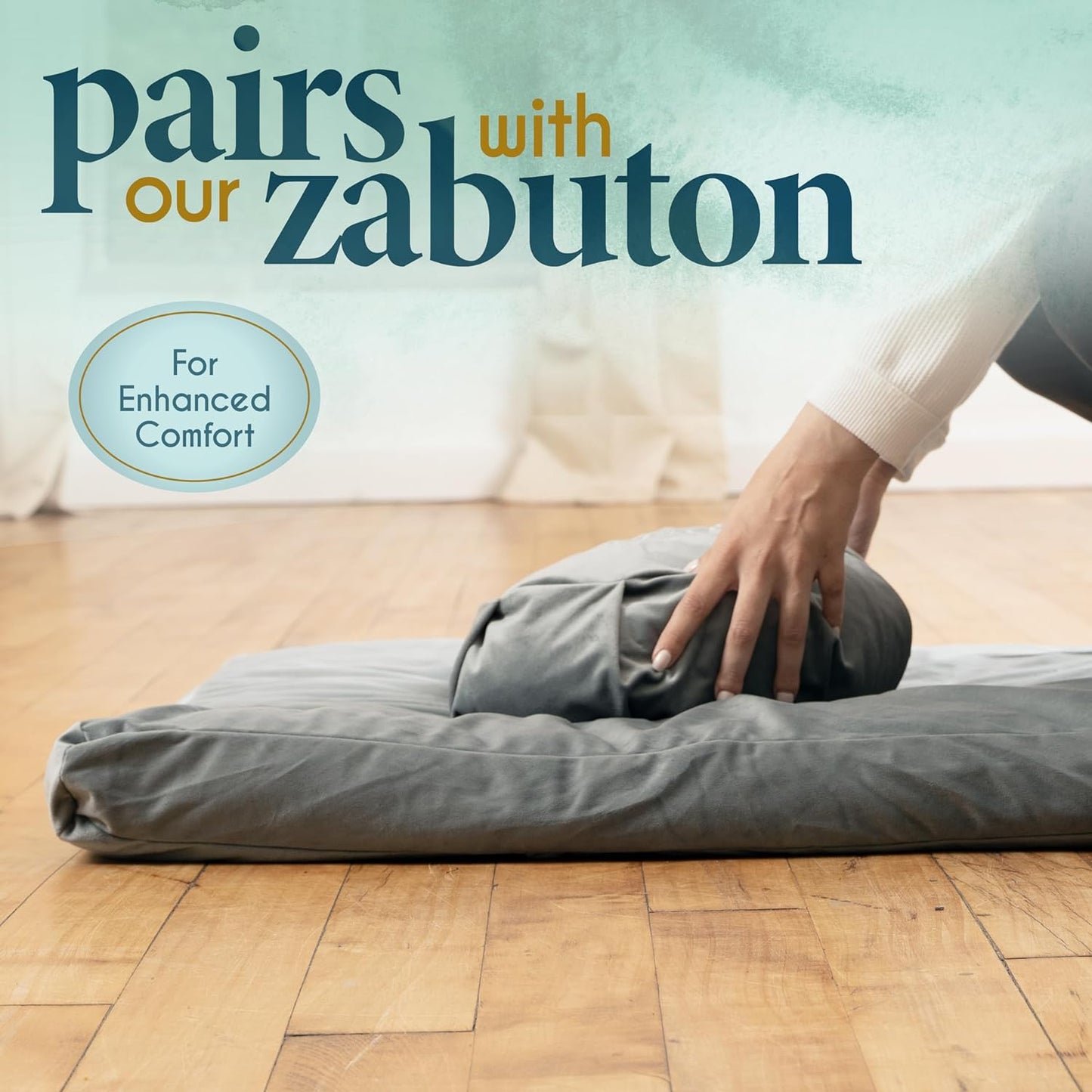 Deflatable Meditation Cushion - Comfortable Floor Pillow - Traditional Tibetan Meditation Pillow with Beautiful Velvet Cover - Large Floor Cushion Seating for Adults - Premium Yoga Buckwheat Bolster