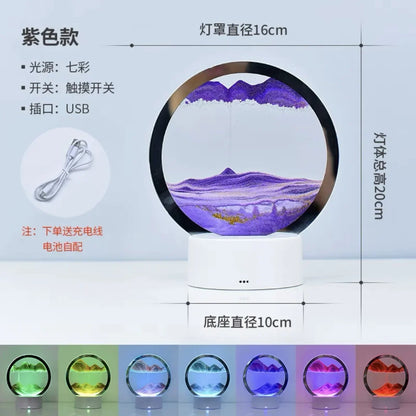 Mesmerizing 16-Color 3D Sandscape LED Hourglass Lamp - Dynamic Sand Art Night Light & Deep Sea Display - Perfect Gift for Special Occassion 