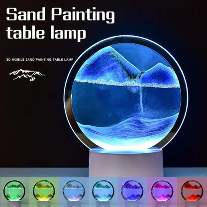 Sand Painting Table Lamp - Mesmerizing 16-Color 3D Sandscape LED Hourglass Lamp - Dynamic Sand Art Night Light & Deep Sea Display - Perfect New Year Gift