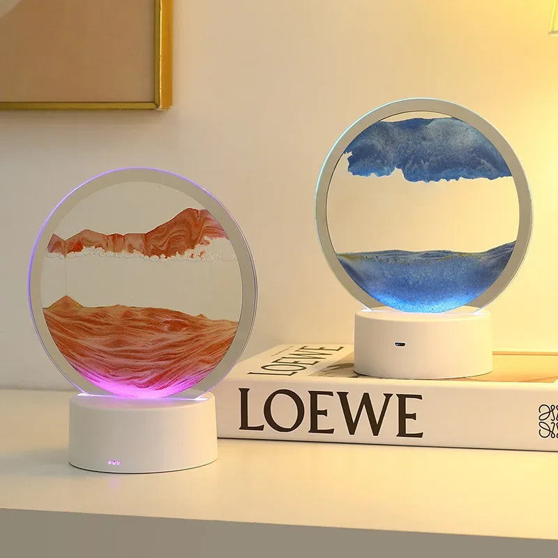 Decorative Mesmerizing 16-Color 3D Sandscape LED Hourglass Lamp - Dynamic Sand Art Night Light & Deep Sea Display - Perfect New Year Gift