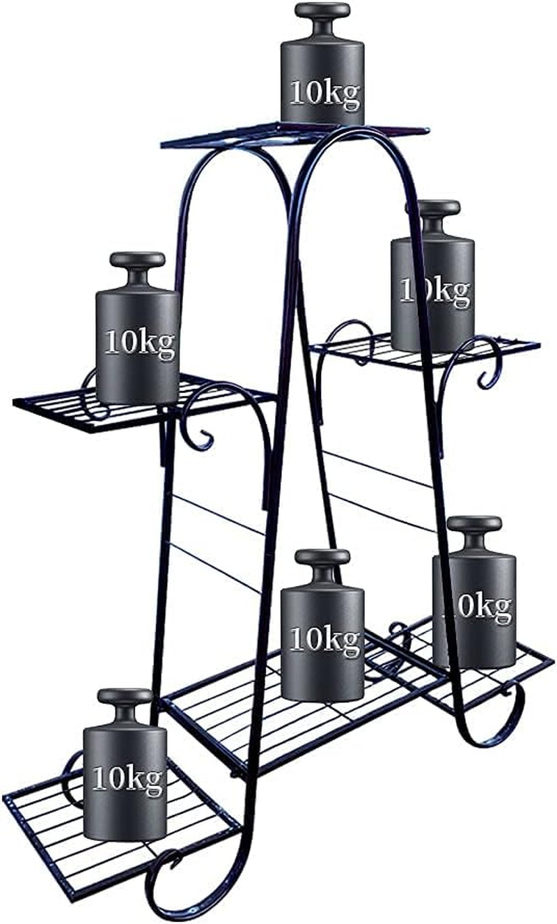 Can Hold Up to 10KG on Each Stand 
Metal Plant Stand, 6 Tier, 29.9 X 9 X 29.1 In, Black 10KG per Tier